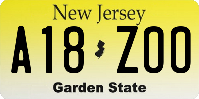 NJ license plate A18ZOO