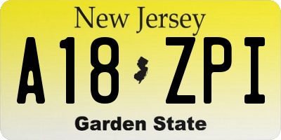 NJ license plate A18ZPI