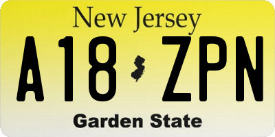 NJ license plate A18ZPN