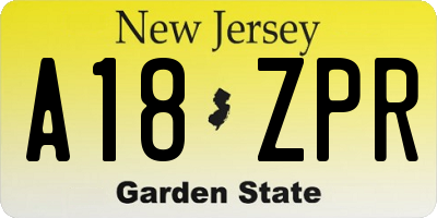NJ license plate A18ZPR