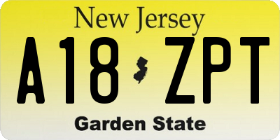 NJ license plate A18ZPT