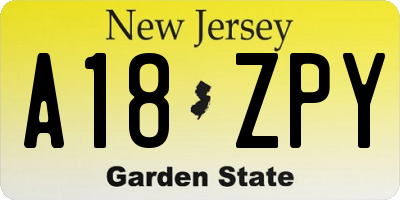 NJ license plate A18ZPY