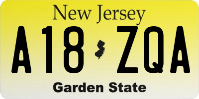 NJ license plate A18ZQA