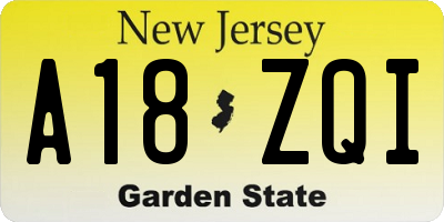 NJ license plate A18ZQI