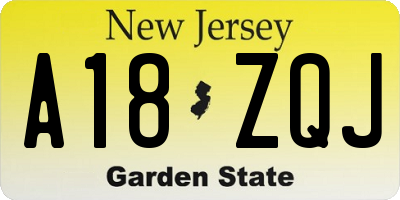 NJ license plate A18ZQJ