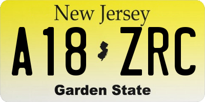NJ license plate A18ZRC