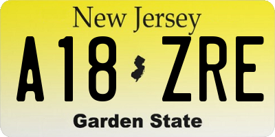 NJ license plate A18ZRE