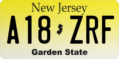 NJ license plate A18ZRF