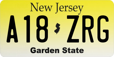 NJ license plate A18ZRG