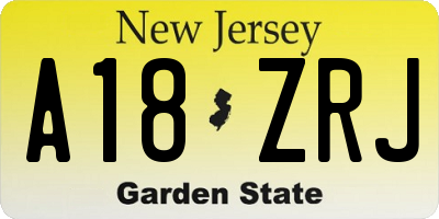 NJ license plate A18ZRJ