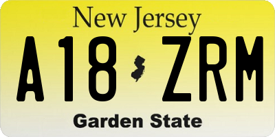 NJ license plate A18ZRM