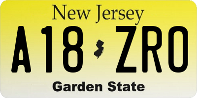 NJ license plate A18ZRO