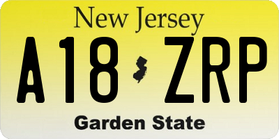 NJ license plate A18ZRP