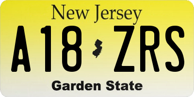 NJ license plate A18ZRS