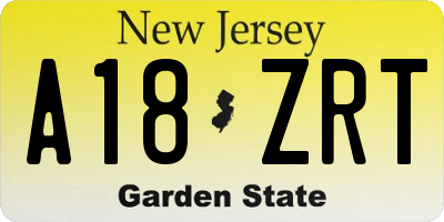 NJ license plate A18ZRT