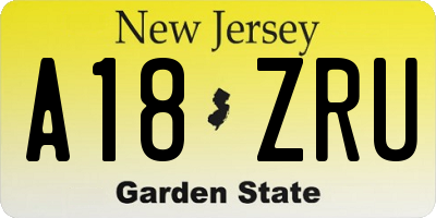 NJ license plate A18ZRU