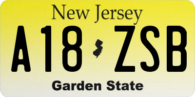 NJ license plate A18ZSB