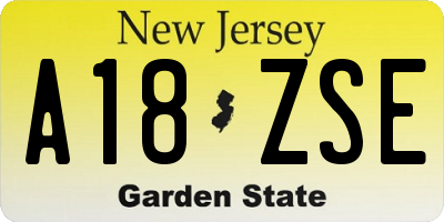 NJ license plate A18ZSE