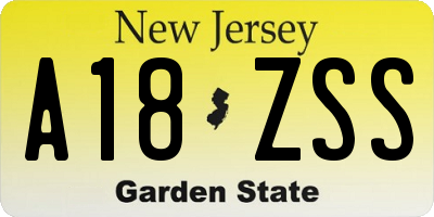 NJ license plate A18ZSS