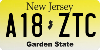 NJ license plate A18ZTC