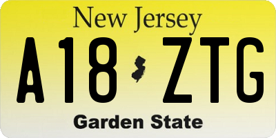 NJ license plate A18ZTG