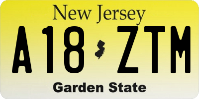 NJ license plate A18ZTM