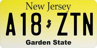 NJ license plate A18ZTN