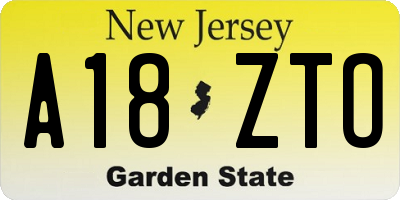 NJ license plate A18ZTO