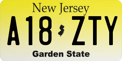 NJ license plate A18ZTY
