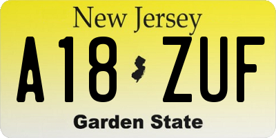 NJ license plate A18ZUF