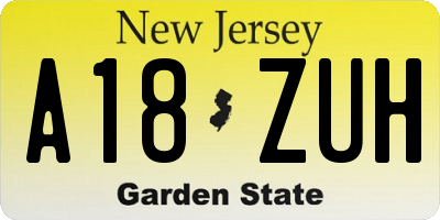 NJ license plate A18ZUH