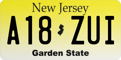 NJ license plate A18ZUI