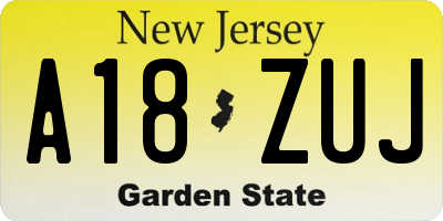 NJ license plate A18ZUJ