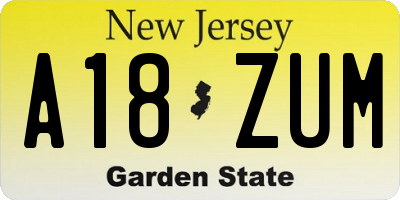 NJ license plate A18ZUM