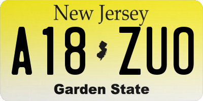 NJ license plate A18ZUO