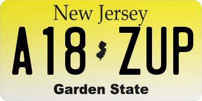 NJ license plate A18ZUP