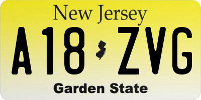 NJ license plate A18ZVG