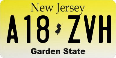 NJ license plate A18ZVH
