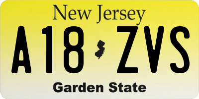 NJ license plate A18ZVS