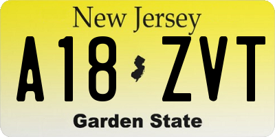 NJ license plate A18ZVT