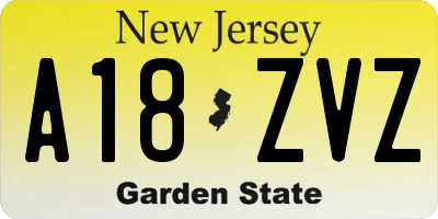 NJ license plate A18ZVZ