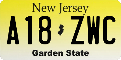NJ license plate A18ZWC