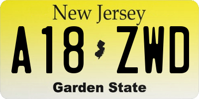 NJ license plate A18ZWD