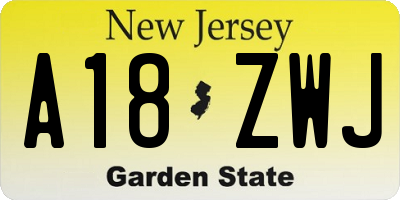 NJ license plate A18ZWJ
