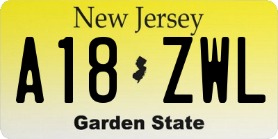 NJ license plate A18ZWL
