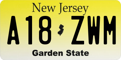 NJ license plate A18ZWM