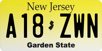 NJ license plate A18ZWN
