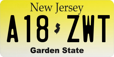 NJ license plate A18ZWT