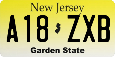 NJ license plate A18ZXB