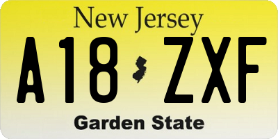 NJ license plate A18ZXF